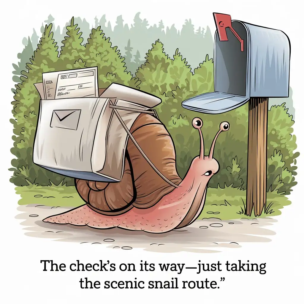 Snail Mail Carrier Delivering a Check