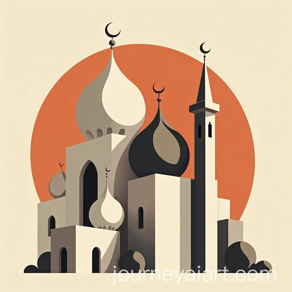 Abstract-Islamic-Geometric-Shapes-in-Monochrome-Colors