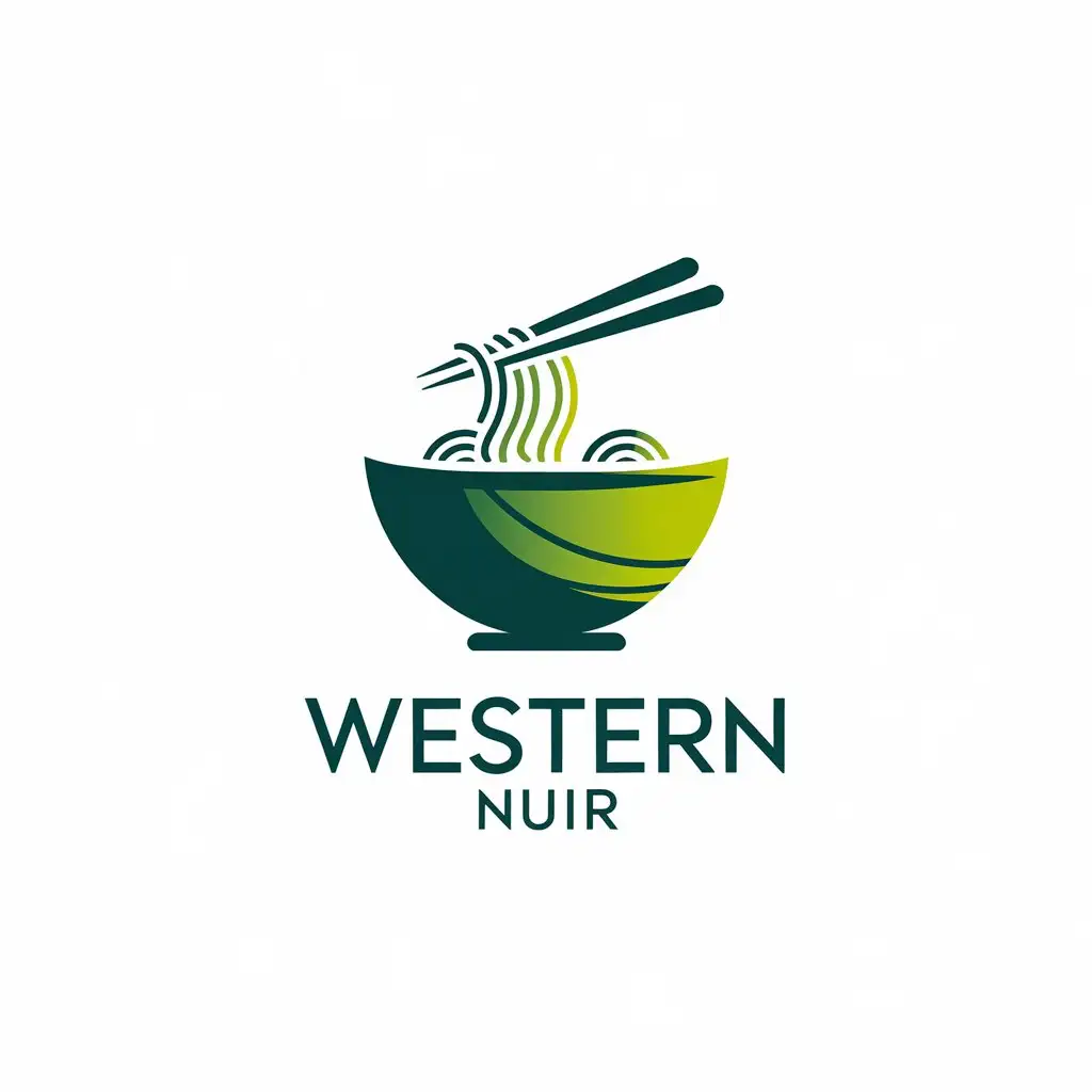 LOGO Design for Western Nur Elegant Bowl of Steaming Noodles with Modern Green Yellow Gradient