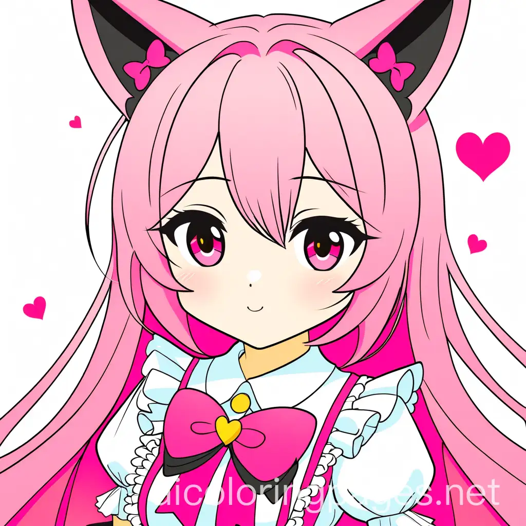 Cute-Anime-Girl-in-Pink-Dress-with-Cat-Ears-and-Hearts