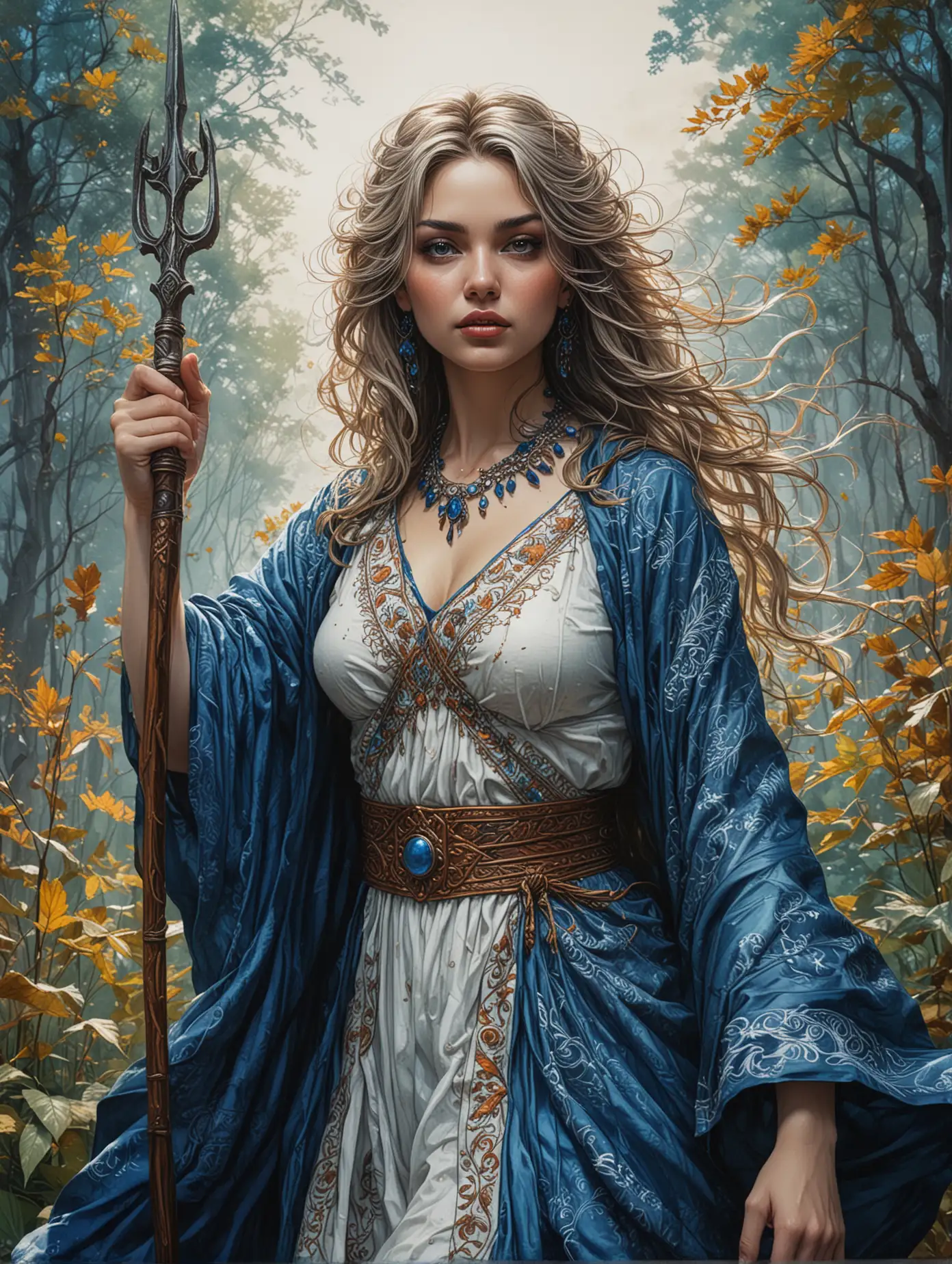 Persian-Goddess-with-Trident-Staff-in-Dark-Fantasy-Art