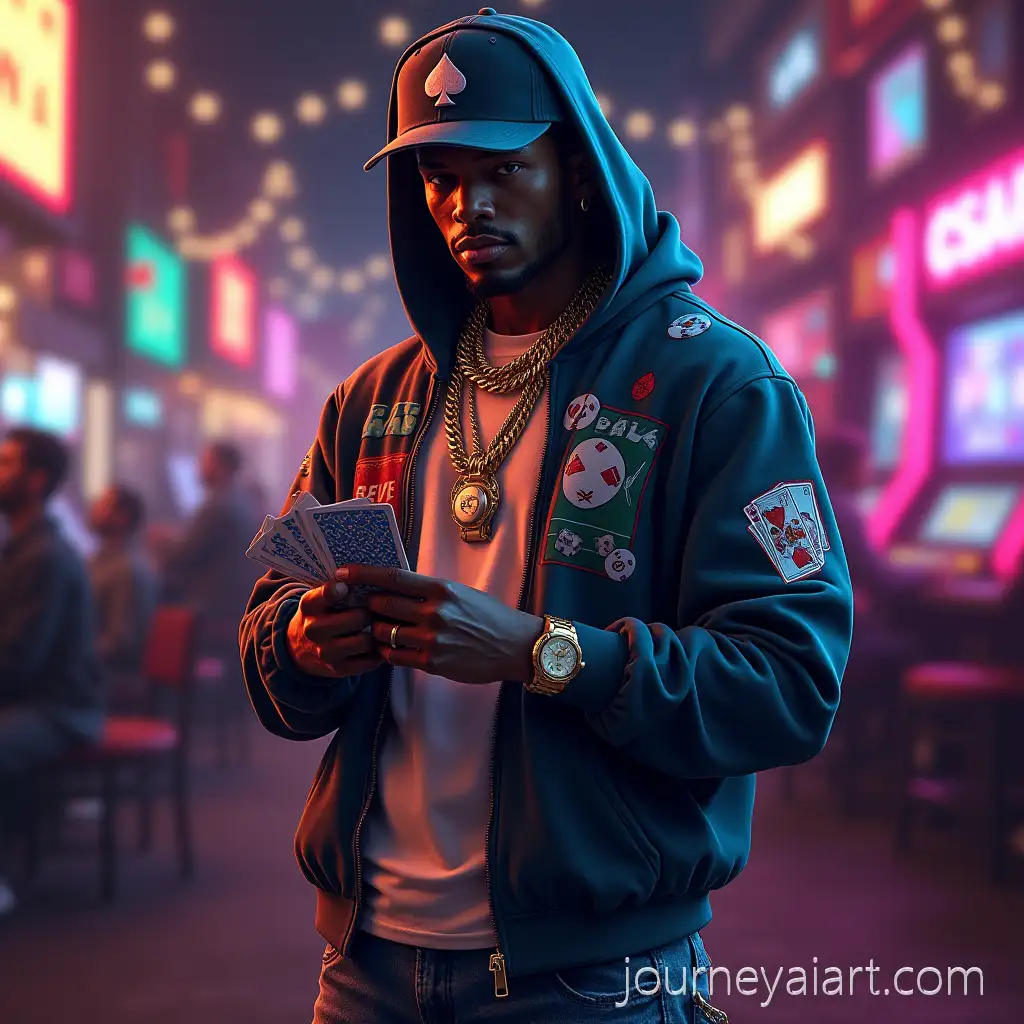 Stylish-Rapper-Character-Symbolizing-Gambling-in-Neon-Casino-StreetStylish-Rapper-Gambling-Characterwear