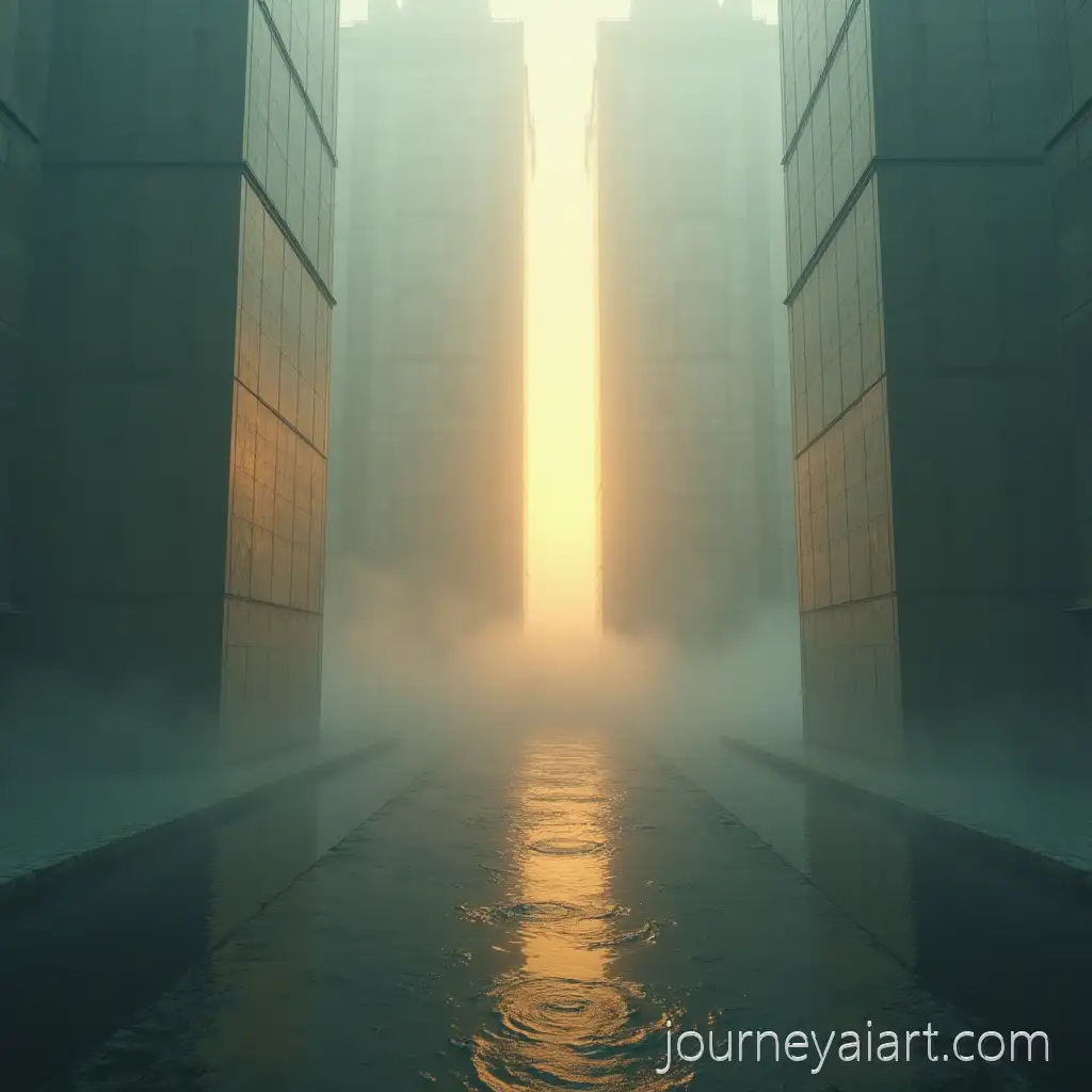 Monumental-Submerged-Structure-Illuminated-by-Golden-Light-in-Misty-Ocean-Scene
