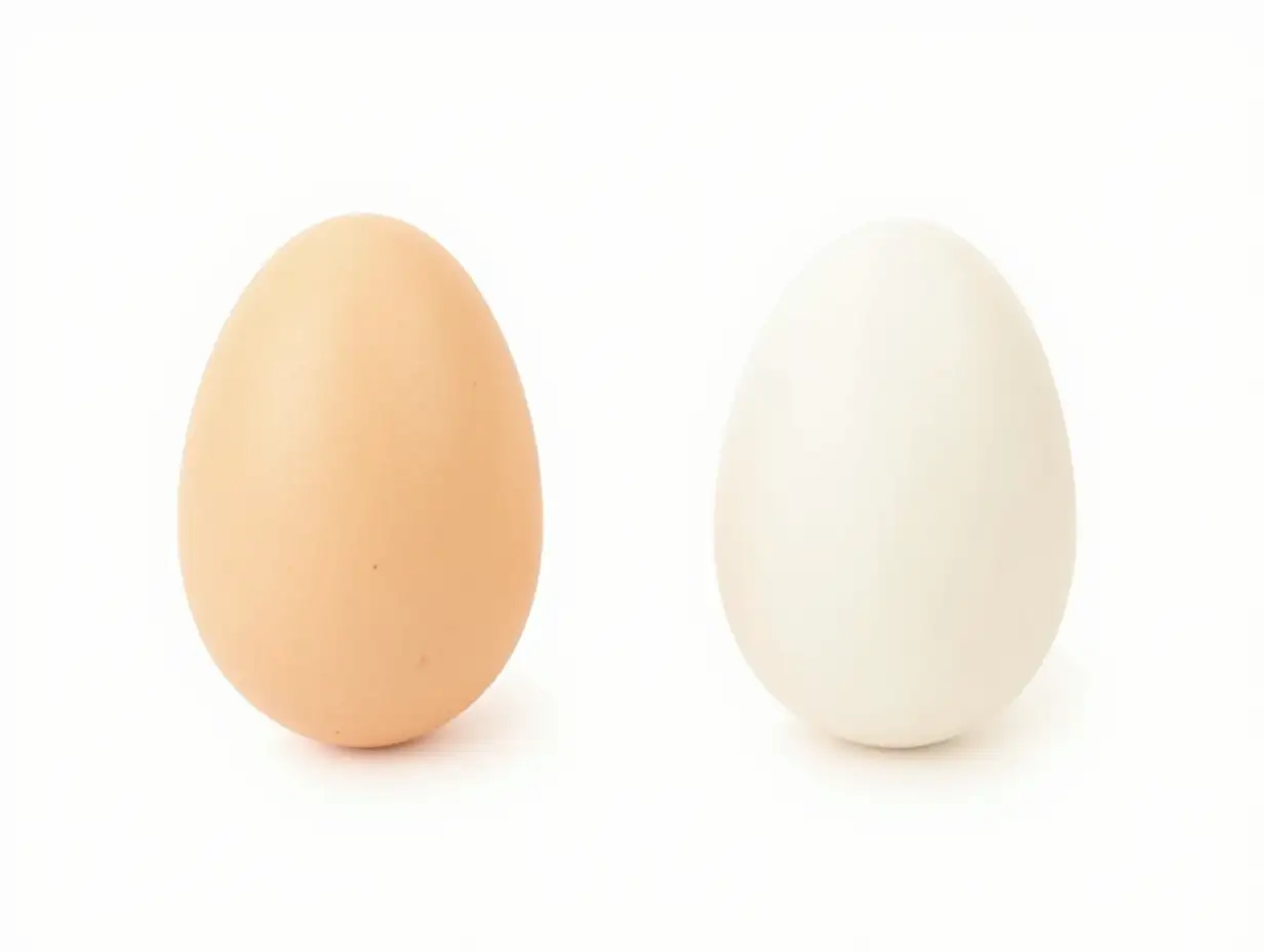 Top-View-of-Chicken-and-White-Eggs-Isolated-on-White-Background