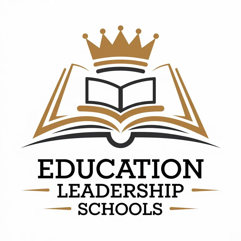 LOGO Design for Education Leadership Schools Vector Logo Featuring Open Book Pages Laptop and Crown with a Technology Theme