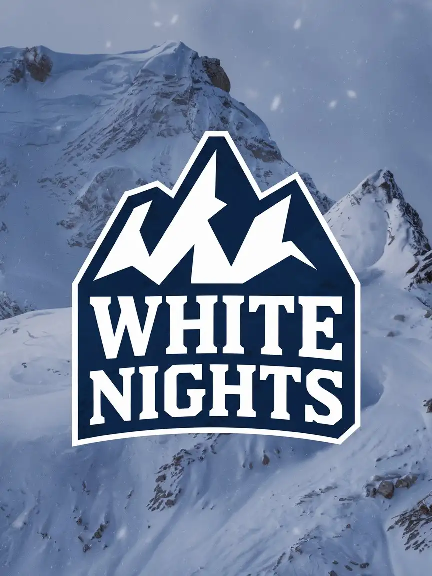 White-Nights-Sanatorium-Logotype-on-Snowy-Mountain-Background