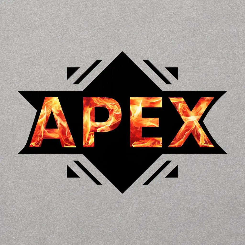 a vector logo design,with the text "APEX", main symbol:Firey letters on black background,Moderate,clear background