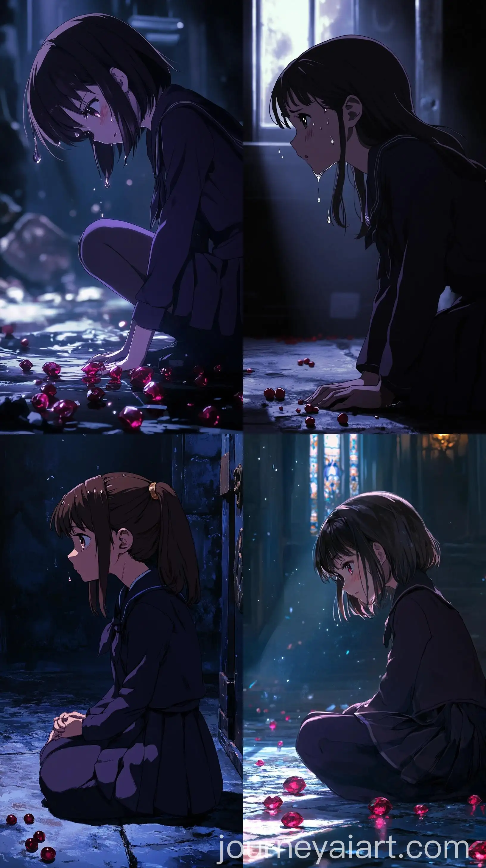 AnimeInspired-Girl-in-Dark-Room-with-Rubies-and-Tears