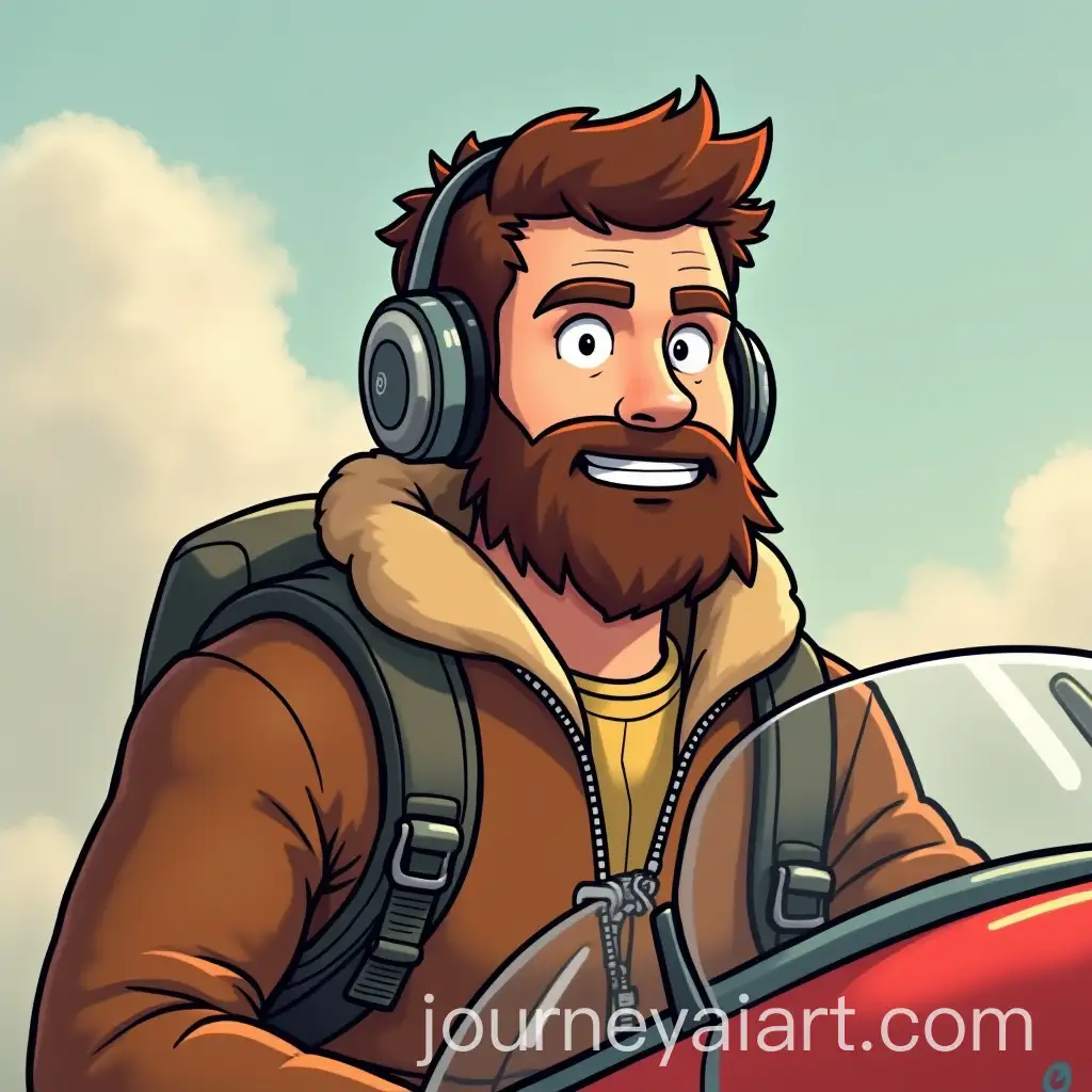 Cartoon-Tag-Game-with-Friends-Dressed-as-Pilots-Ready-for-Action