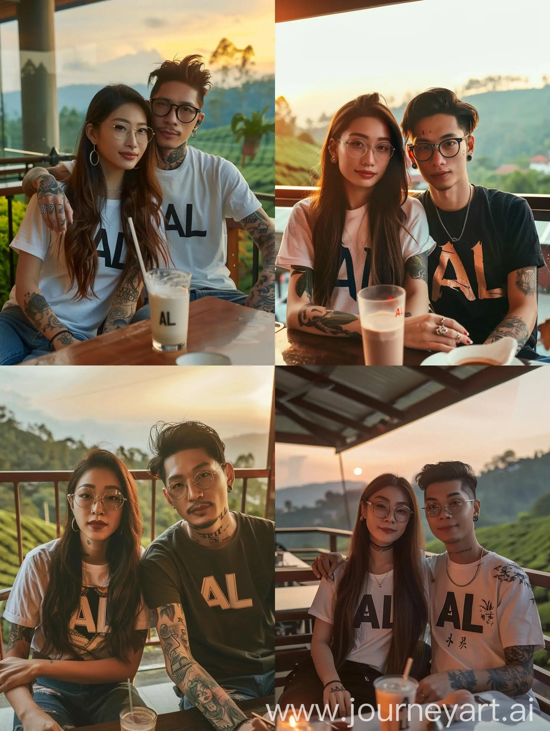 Stylish-Asian-Couple-Enjoying-Sunset-at-Tea-Plantation-Restaurant