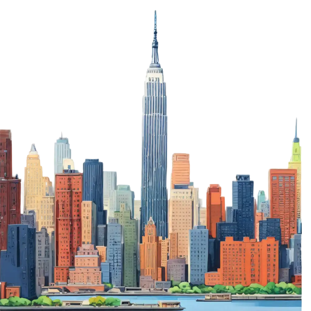 Closeup-Cartoon-View-of-NYC-PNG-Image-for-Creative-Projects