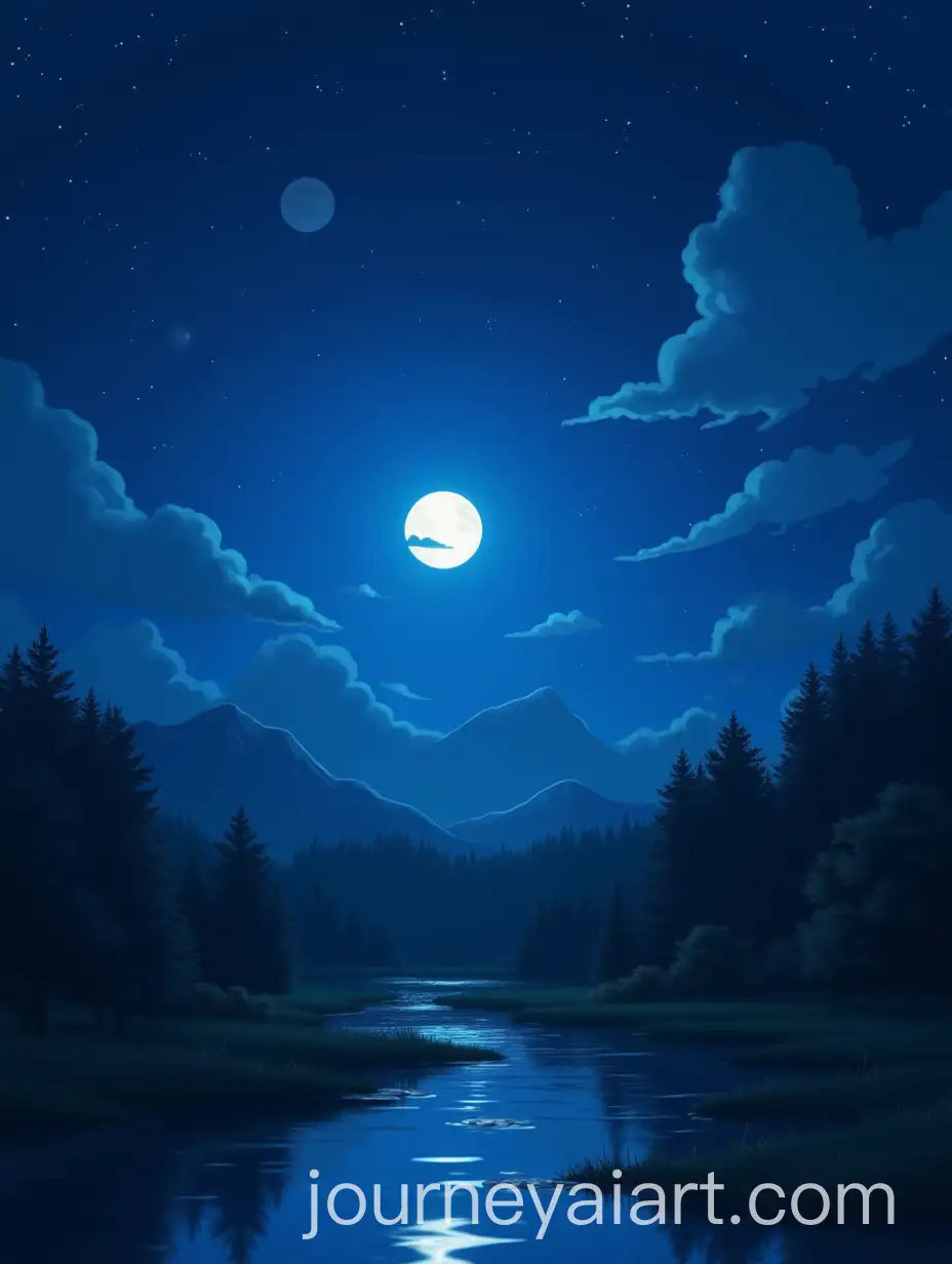 Dreamy-Moonlit-Night-Scene-in-a-Tranquil-Village