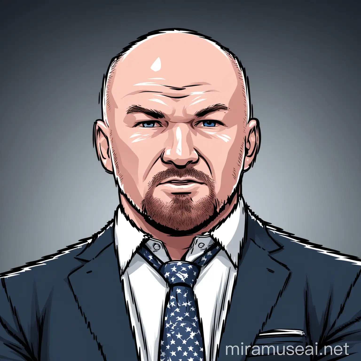 Cartoon Illustration of Dana White UFC Boss