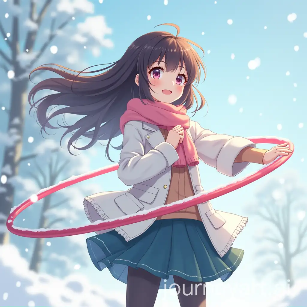 Girl-in-Winter-Holding-Hula-Hoop-in-Anime-Style