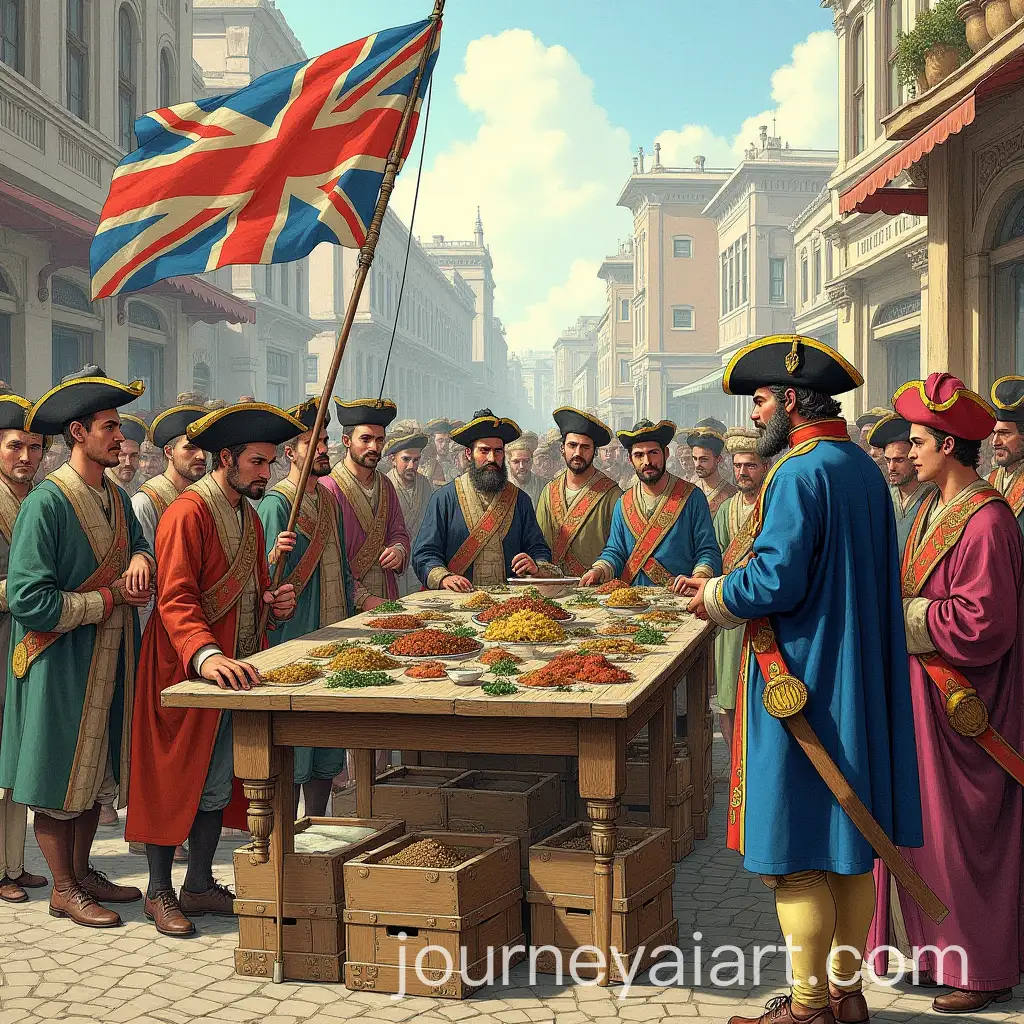 17thCentury-East-India-Company-Trade-Center-with-Merchants-and-Sailors