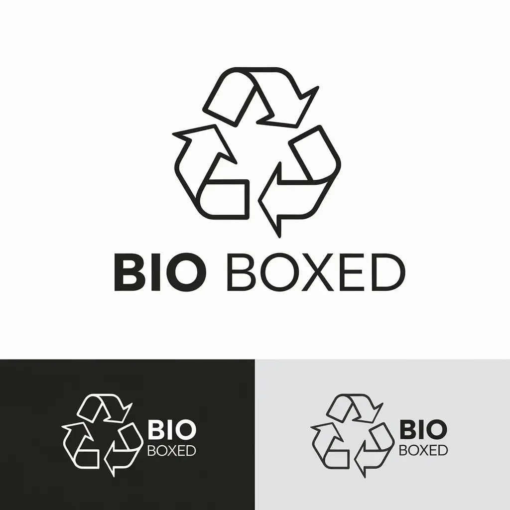 LOGO Design for Bio Boxed Minimalist Recycle Symbol with Clean Lines and Modern Aesthetic