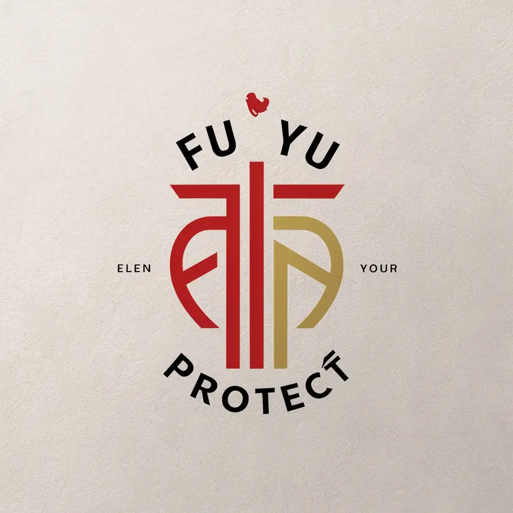 a vector logo design,with the text "Fu Yu protect", main symbol:a little red, a little gold, black,Minimalistic,be used in Medical Dental industry,clear background