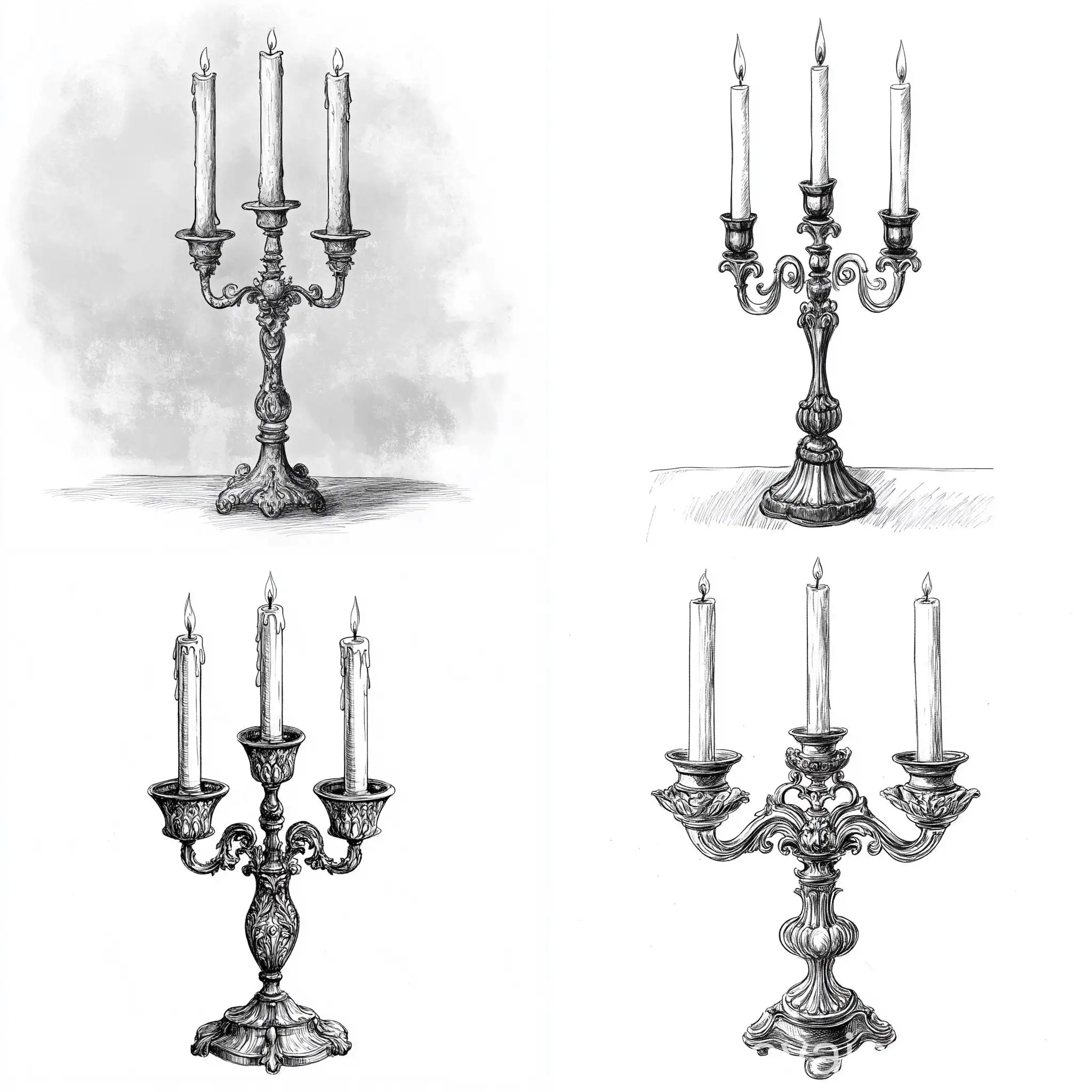Renaissance-Style-Candelabra-with-Two-Candles-in-Sketch-Art