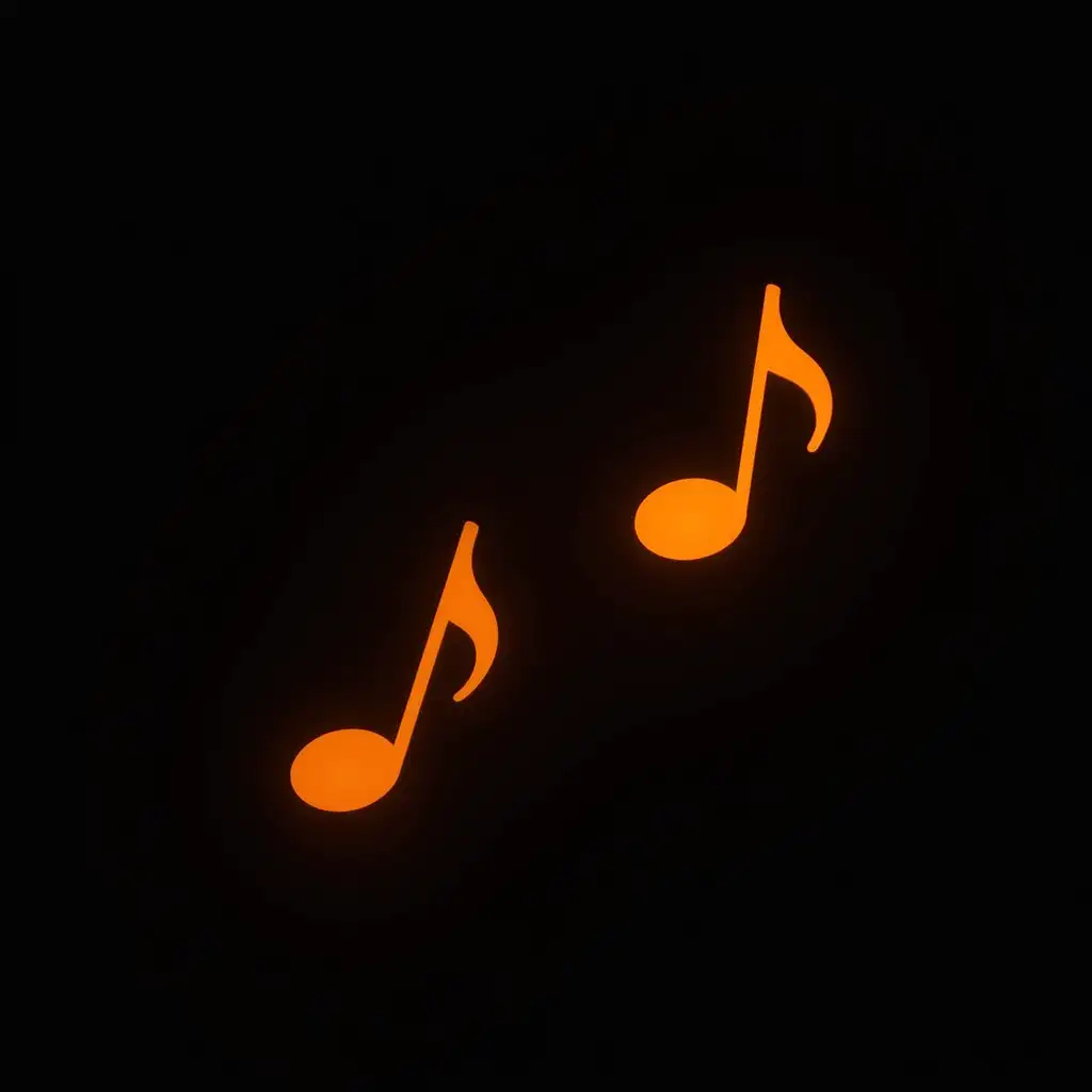 Flying-Orange-Musical-Notes-on-Black-Background