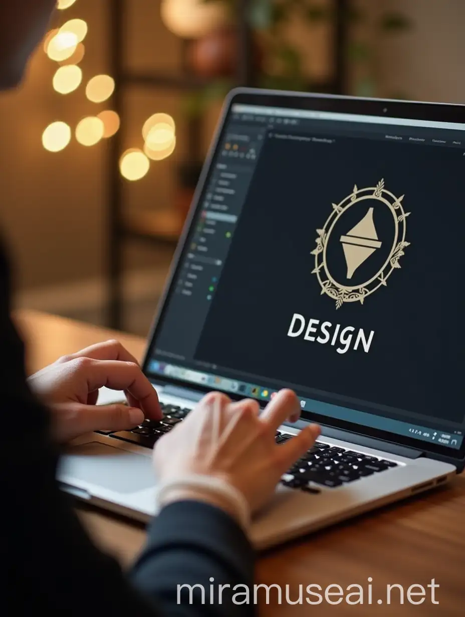 Womans Hands Designing Logo on Laptop Screen