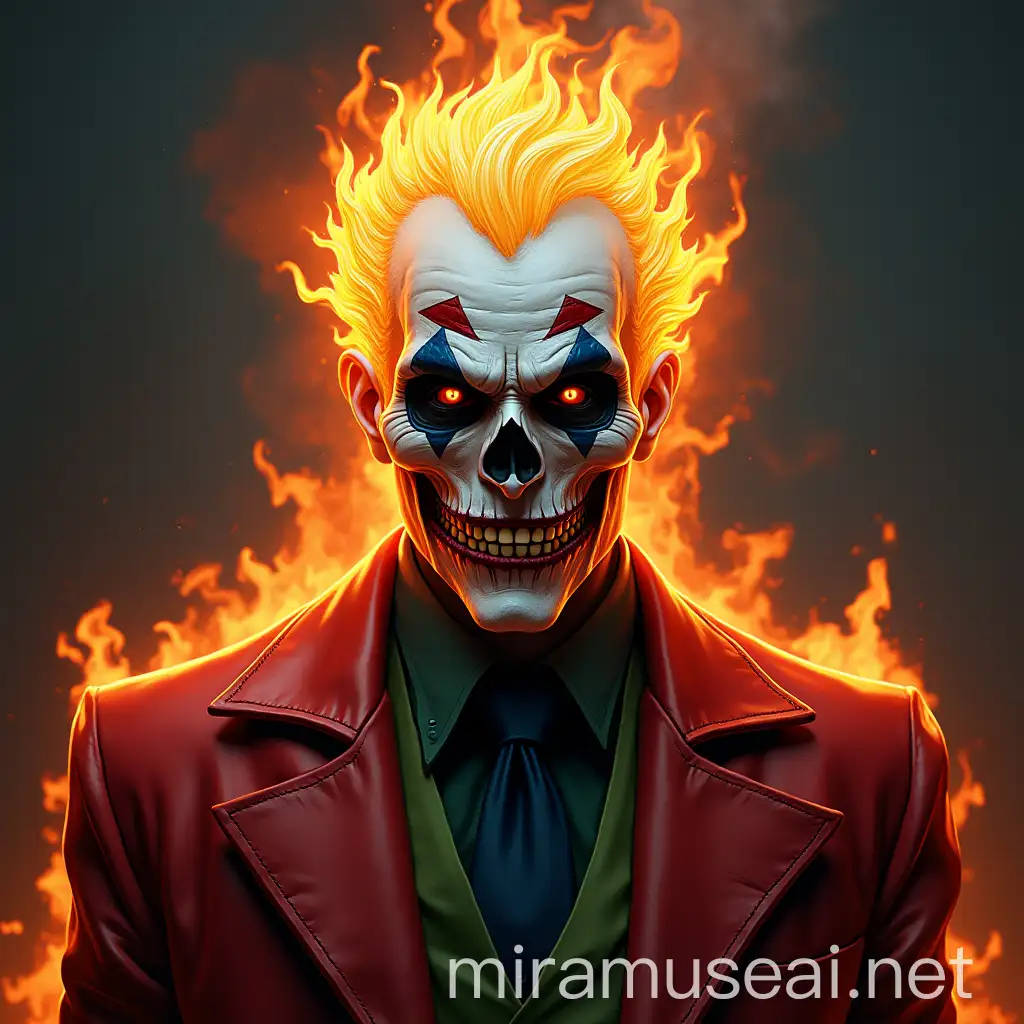 Fiery Ghost Rider Joker in Dark Urban Setting