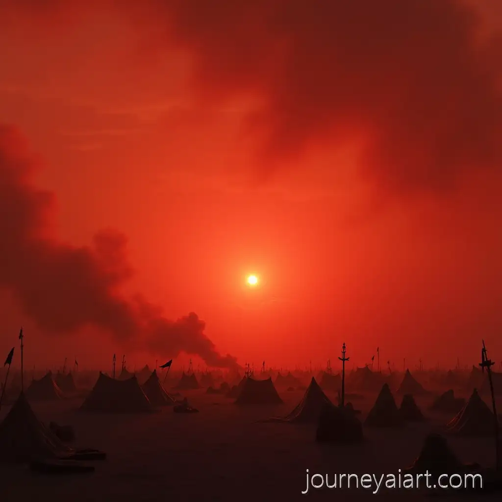 Ashura-Battlefield-at-Dusk-Crimson-Sky-Burning-Tents-and-Trampled-Remnants
