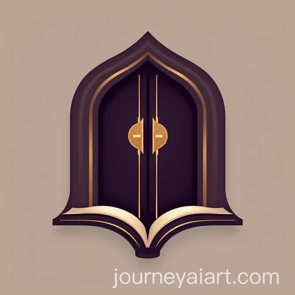 Luxury-Logo-Merging-Traditional-Acehnese-Door-and-Book-with-Dark-Purple-and-Gold