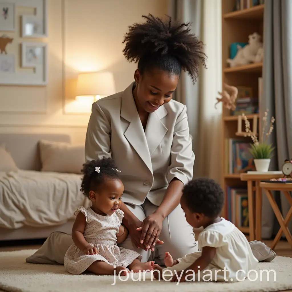 Professional-African-Nanny-Playing-with-Children-in-Elegant-Nursery-Room