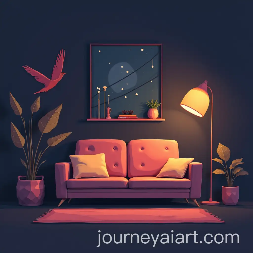 Flat-Design-Scene-with-Fireflies-in-a-Tranquil-Environment
