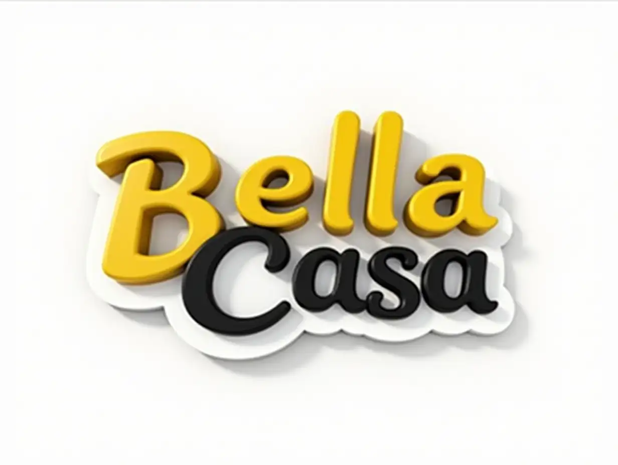 3D-Logo-Design-for-Bella-Casa-with-Industrial-Style-Font-and-YellowBlack-Contrast