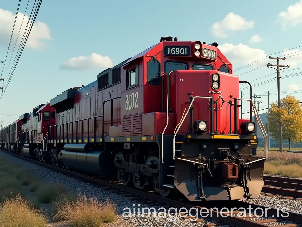 generate for me a realistic image of a freight train viewed from the side please