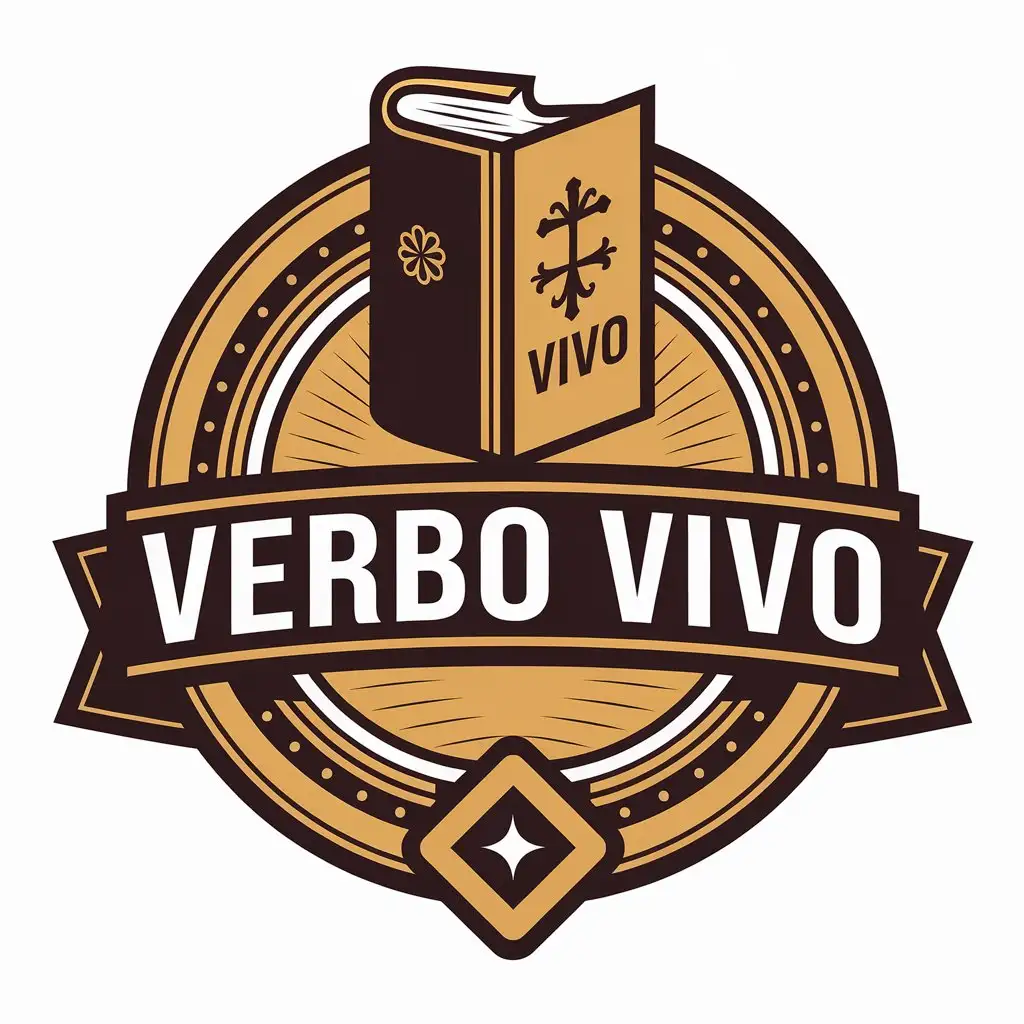 a vector logo design,with the text "VERBO VIVO", main symbol:BIBLIA,Moderate,be used in Internet industry,clear background