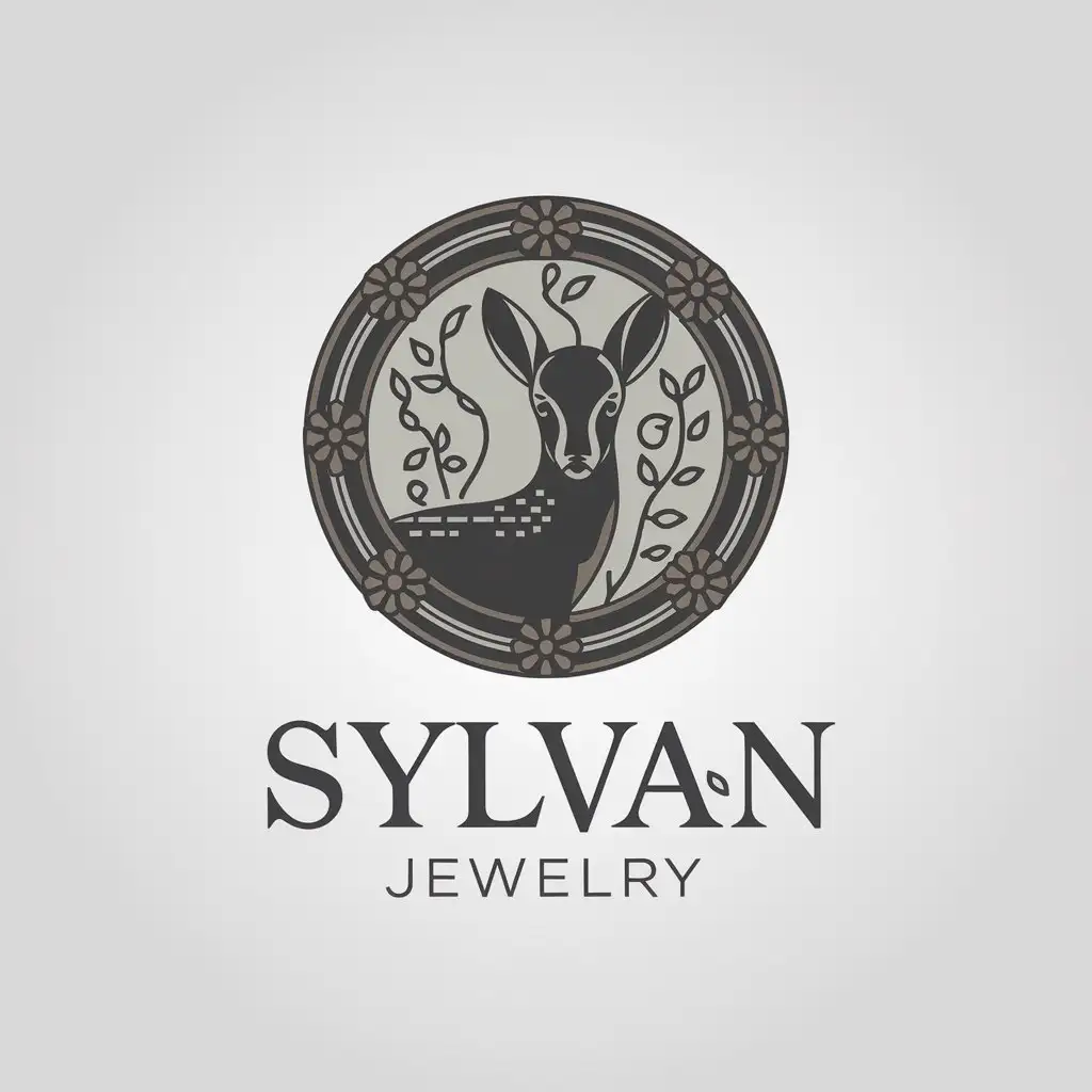 LOGO Design for Sylvan Jewelry Fawn with Vines Theme in Vector Style