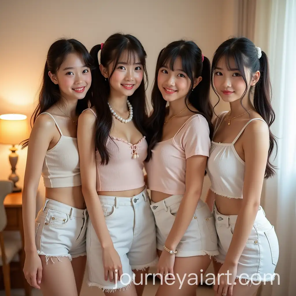 Four-Young-Asian-Girls-in-a-Fun-Girls-Party-Room