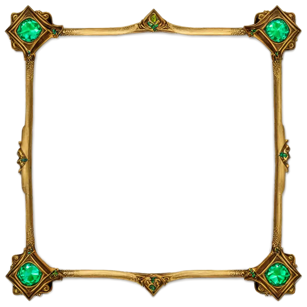 Dwarven-Fantasy-Webcam-Frame-PNG-Gold-Art-Deco-Design-with-Green-Gems