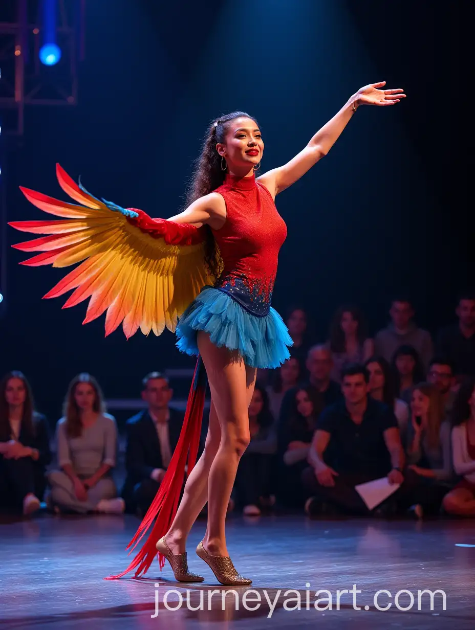 Hybrid-Dance-Performance-on-Americas-Got-Talent-Woman-and-Macaw-Parrot-Blend