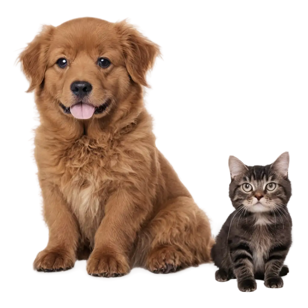 Adorable-PNG-Image-of-a-Dog-Sitting-Next-to-a-Larger-Cat