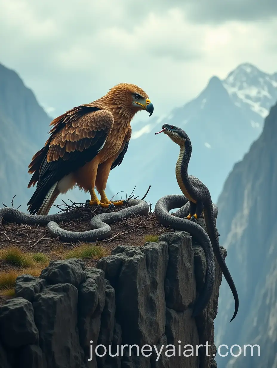 Golden-Eagle-Faces-Off-Against-Massive-Snake-in-Dramatic-Cliffside-Standoff