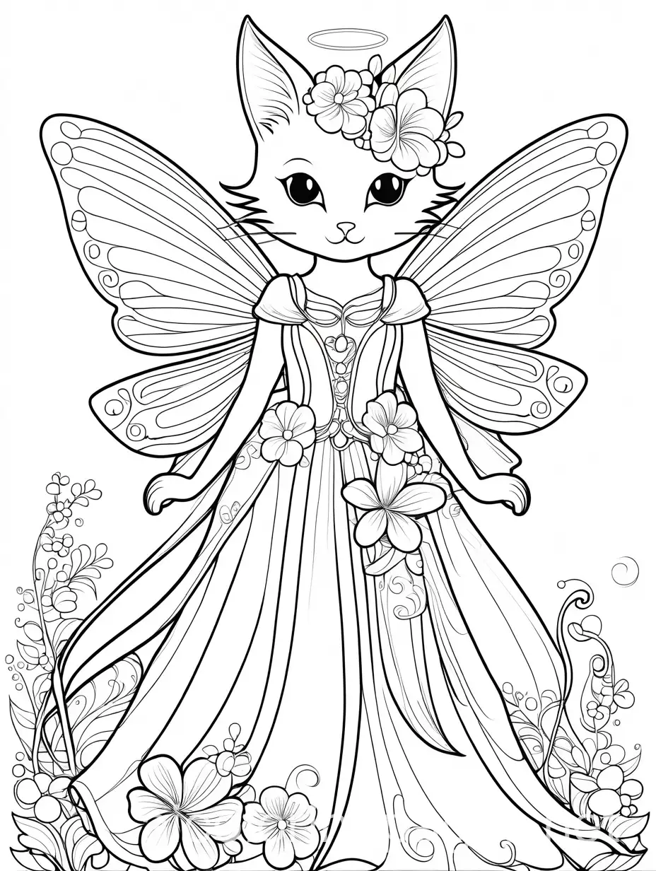 Cat-Fairies-Coloring-Page-with-Flower-Dresses