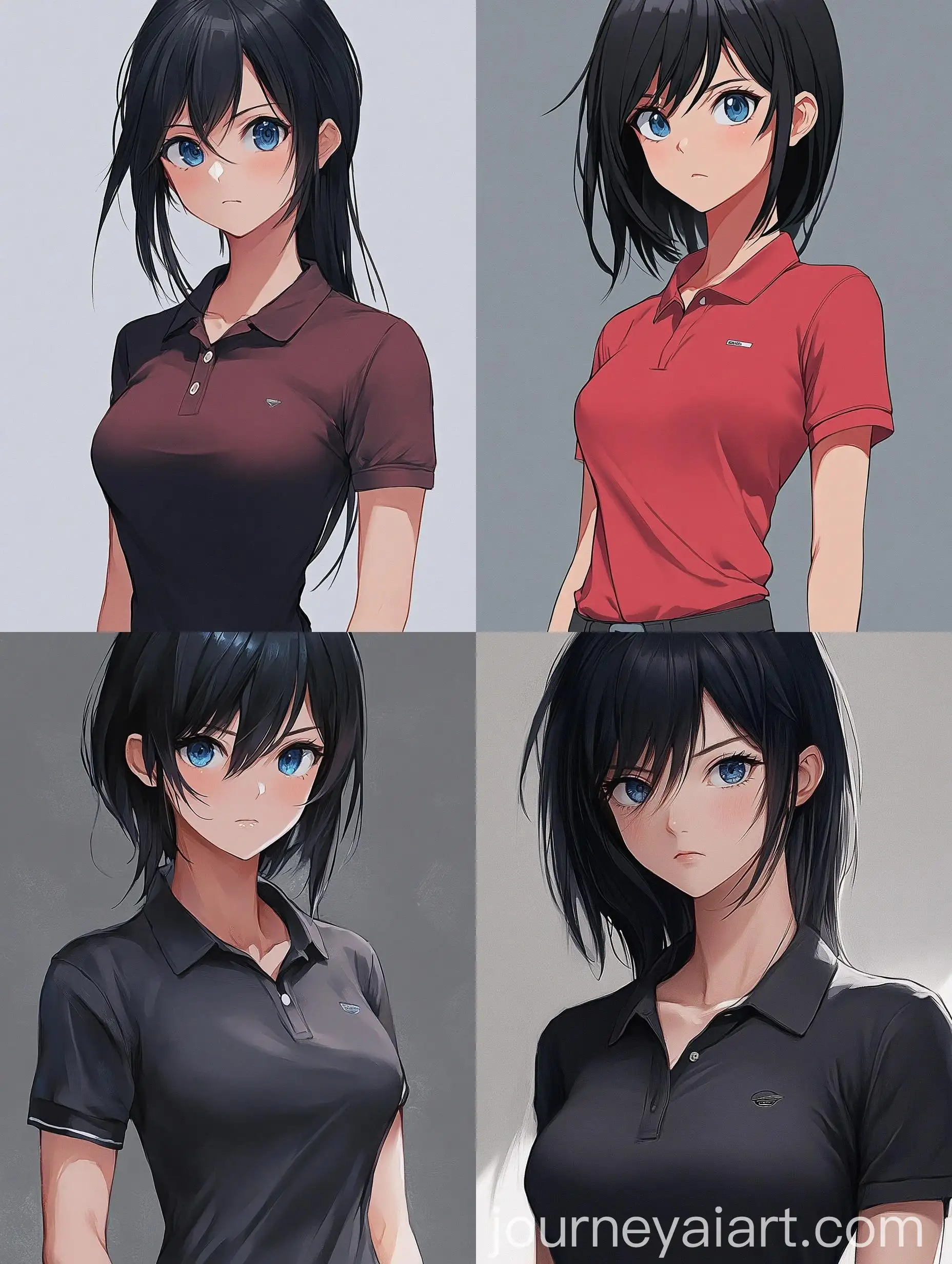 Anime-Girl-with-Short-Black-Hair-and-Blue-Eyes-in-a-Polo-Shirt
