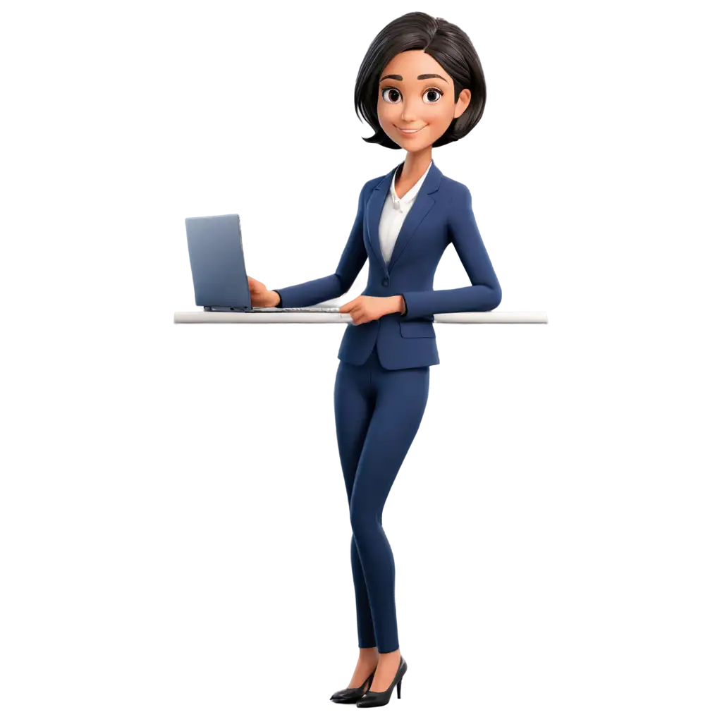 Caricature-PNG-of-Customer-Service-Bank-Employee-in-Navy-Blue-Blazer-Perfect-for-Digital-Use