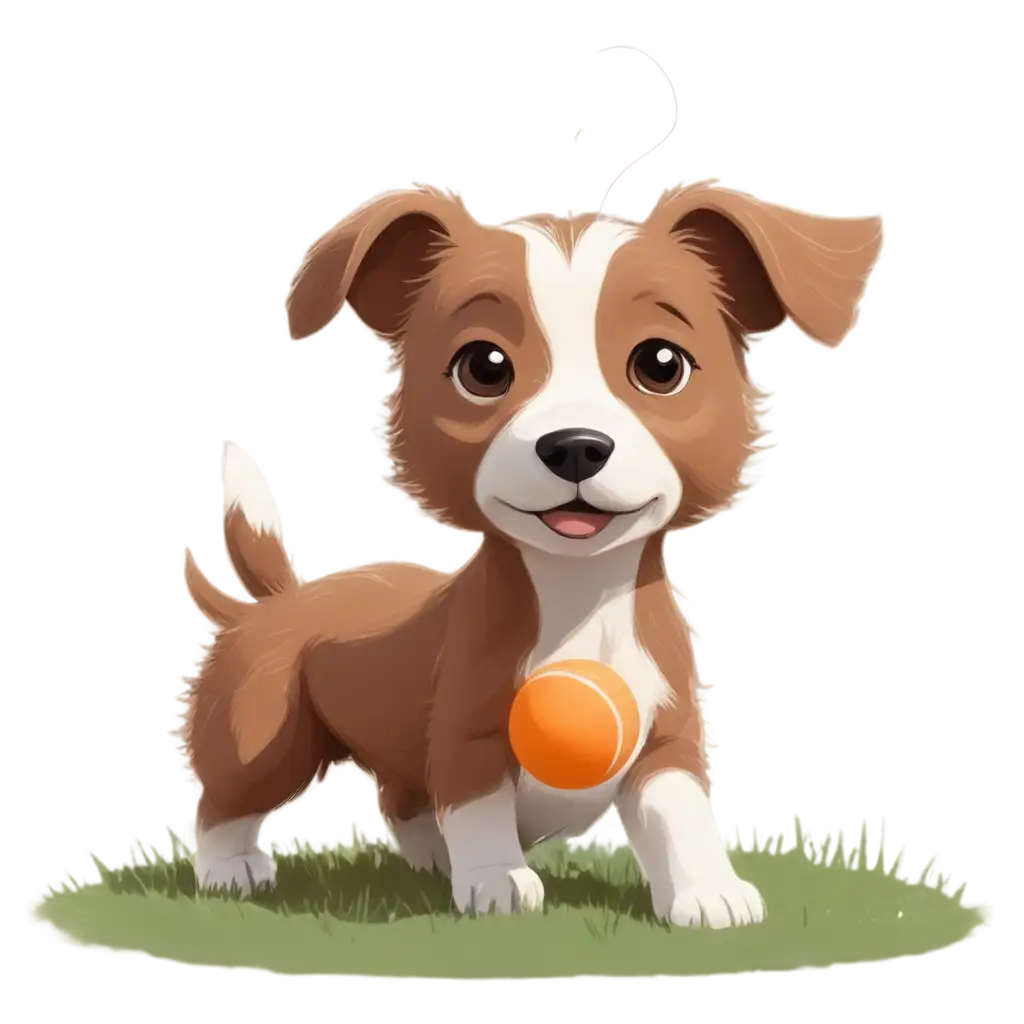 Cozy-Little-House-with-Yard-and-Playful-Dog-PNG-Image-Skip-Playing-with-a-Ball