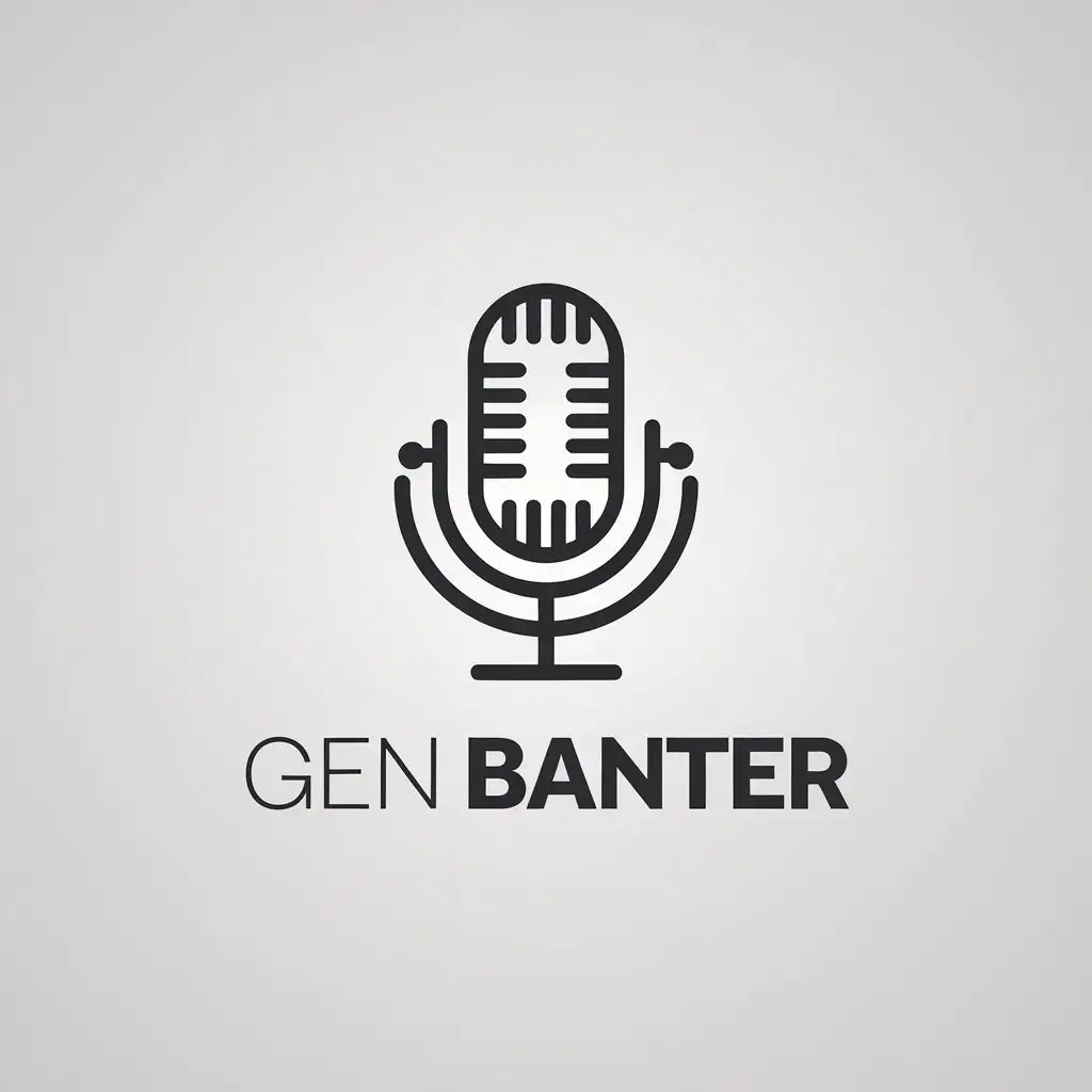 LOGO Design for GEN BANTER Retro Microphone in Minimalistic Style with White on Black Theme for Entertainment