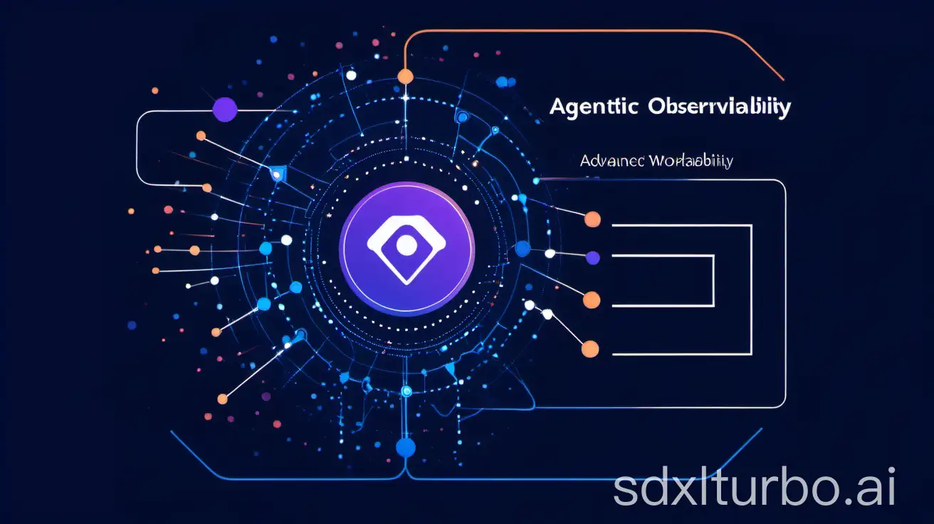 Create an advanced futurstic image showcing creating observability over agentic AI workflows and Data