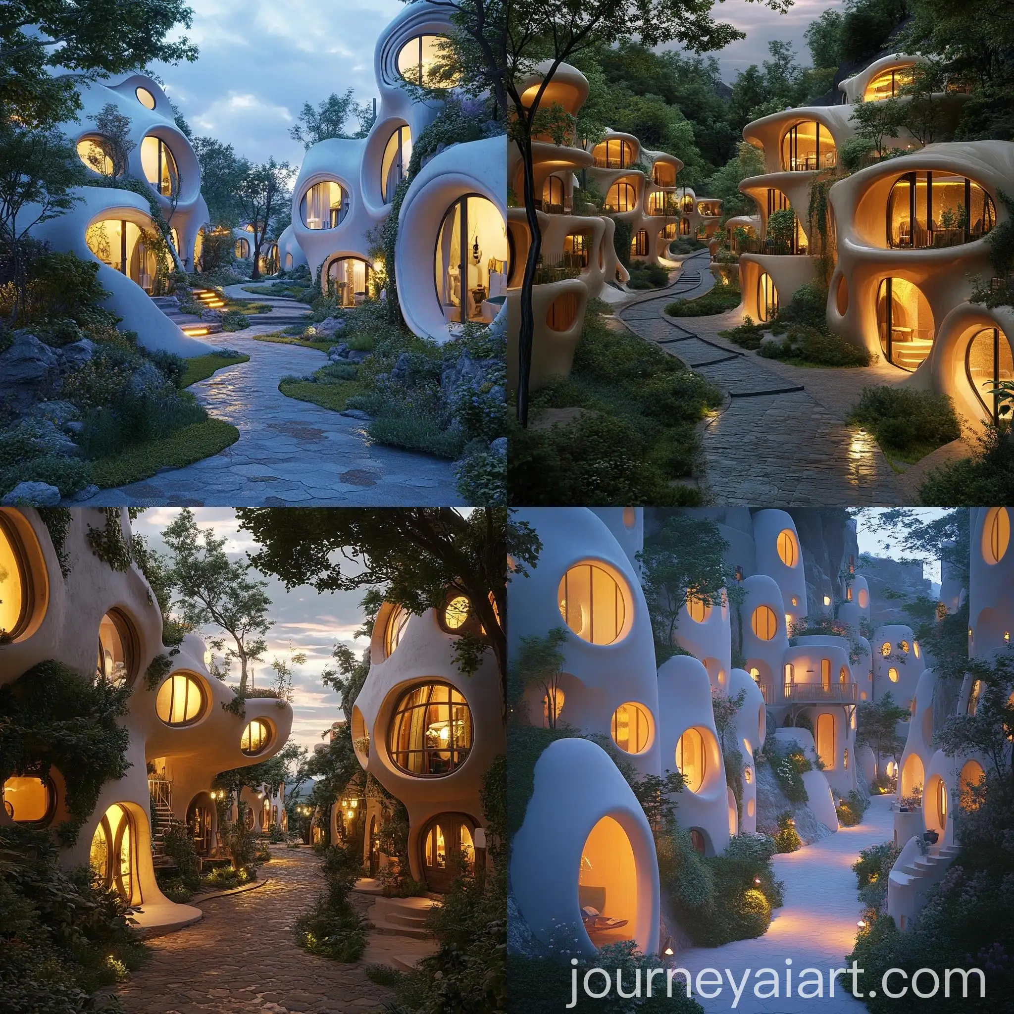 Tranquil-EcoFriendly-Townscape-with-Curved-Organic-Architecture