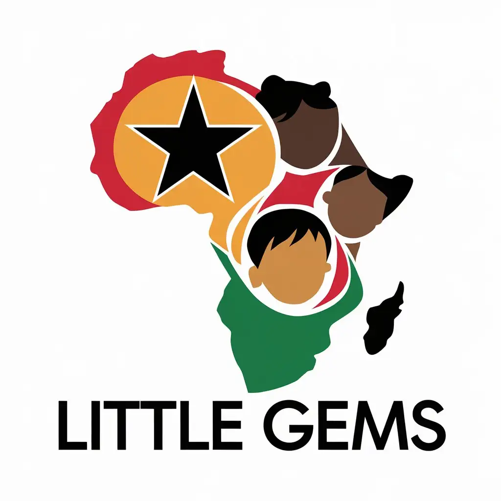 LOGO Design for Little Gems Africa Black Star Children with Red Green and Yellow Theme for Nonprofit