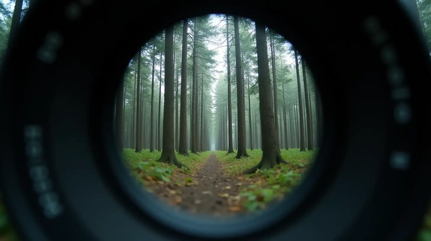 Photographer Taking Extreme CloseUp Photo of Lush Forest