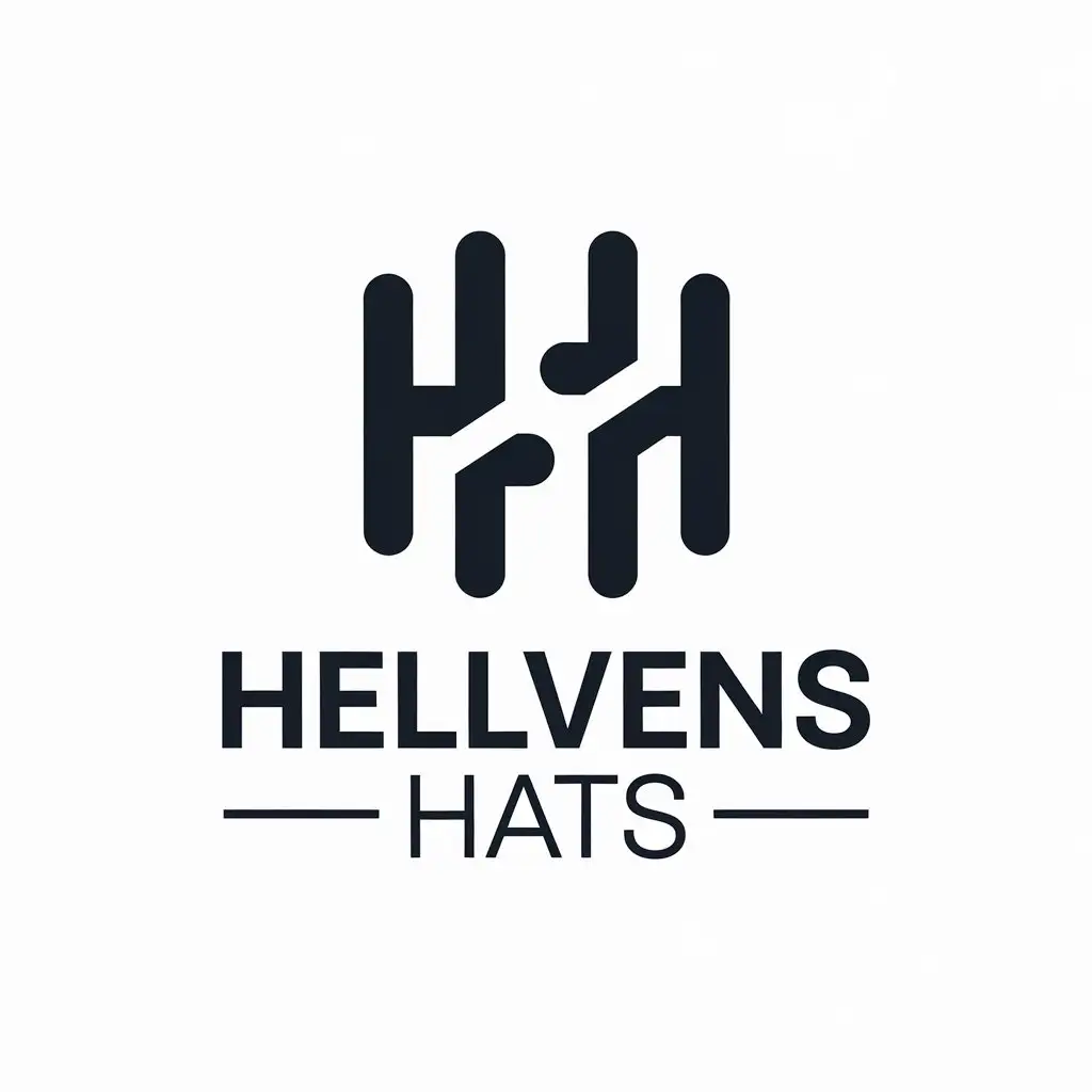 LOGO Design for HELLVENS HATS Two Interlocked H Letters on White Background for Internet Industry