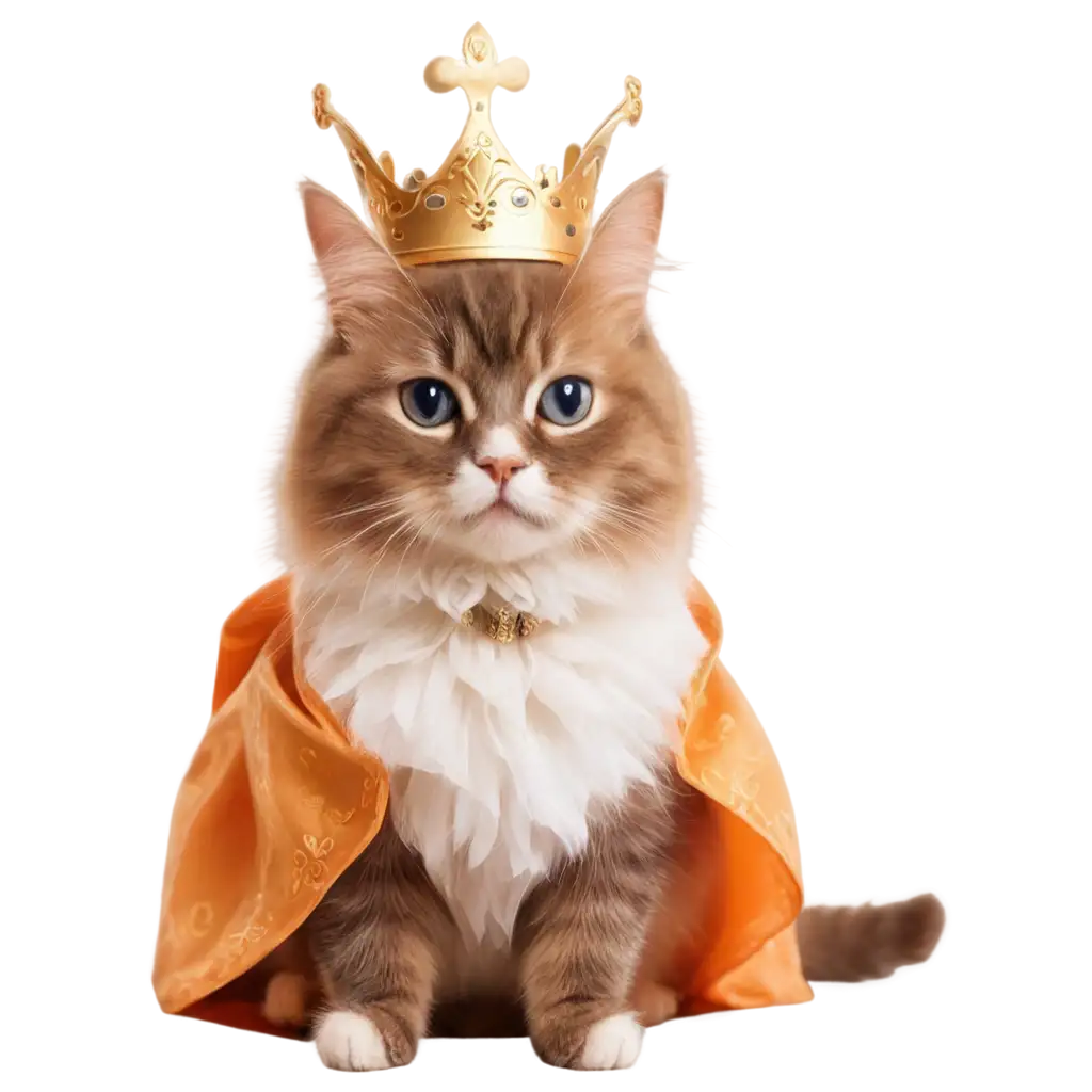 Cartoon-Cat-with-Crown-and-Fancy-Dress-PNG-Image-for-Creative-Projects