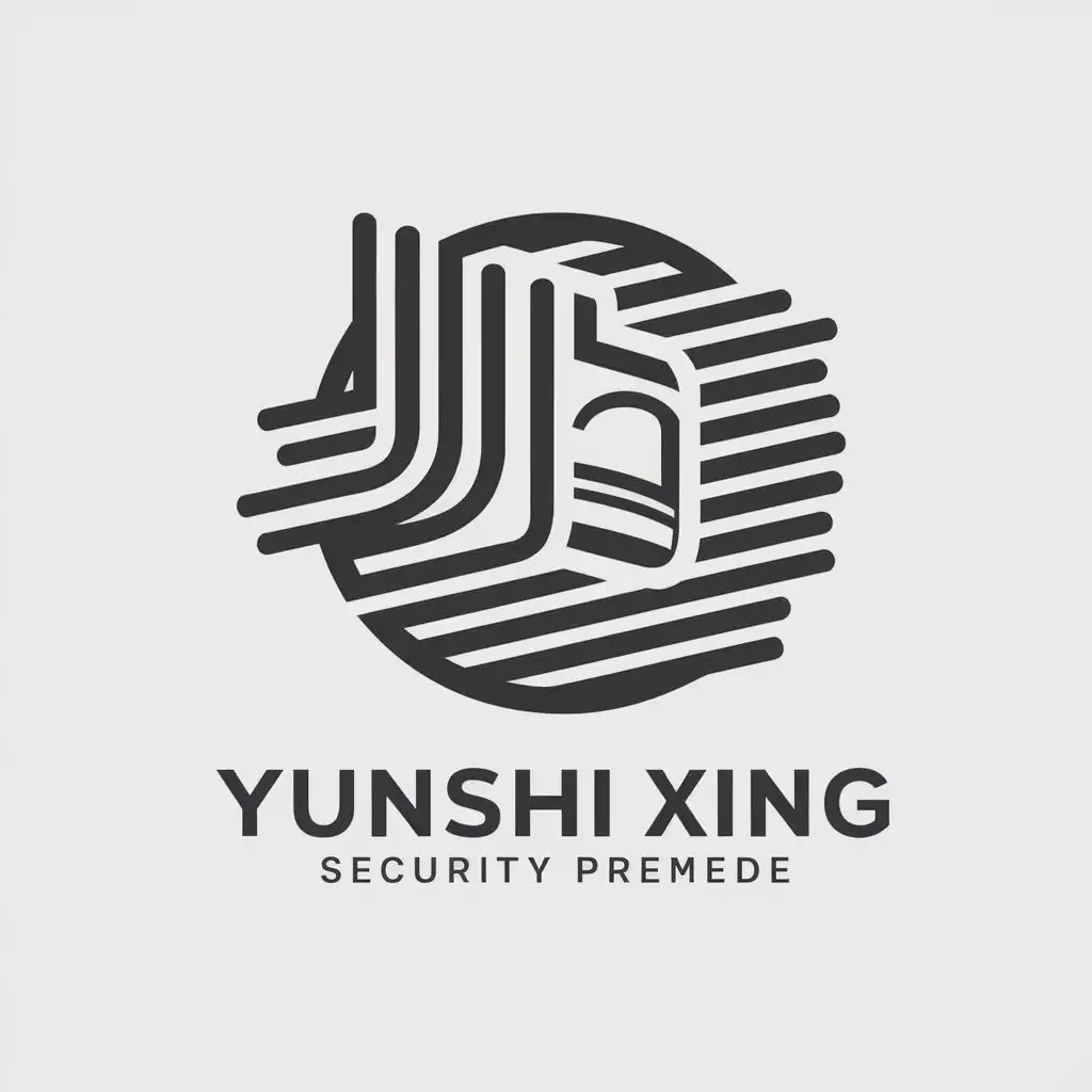 a vector logo design,with the text "Yunshi Xing", main symbol:surveillance, technology, security, streamers, outdoor, graphics,,Minimalistic,be used in security industry,clear background